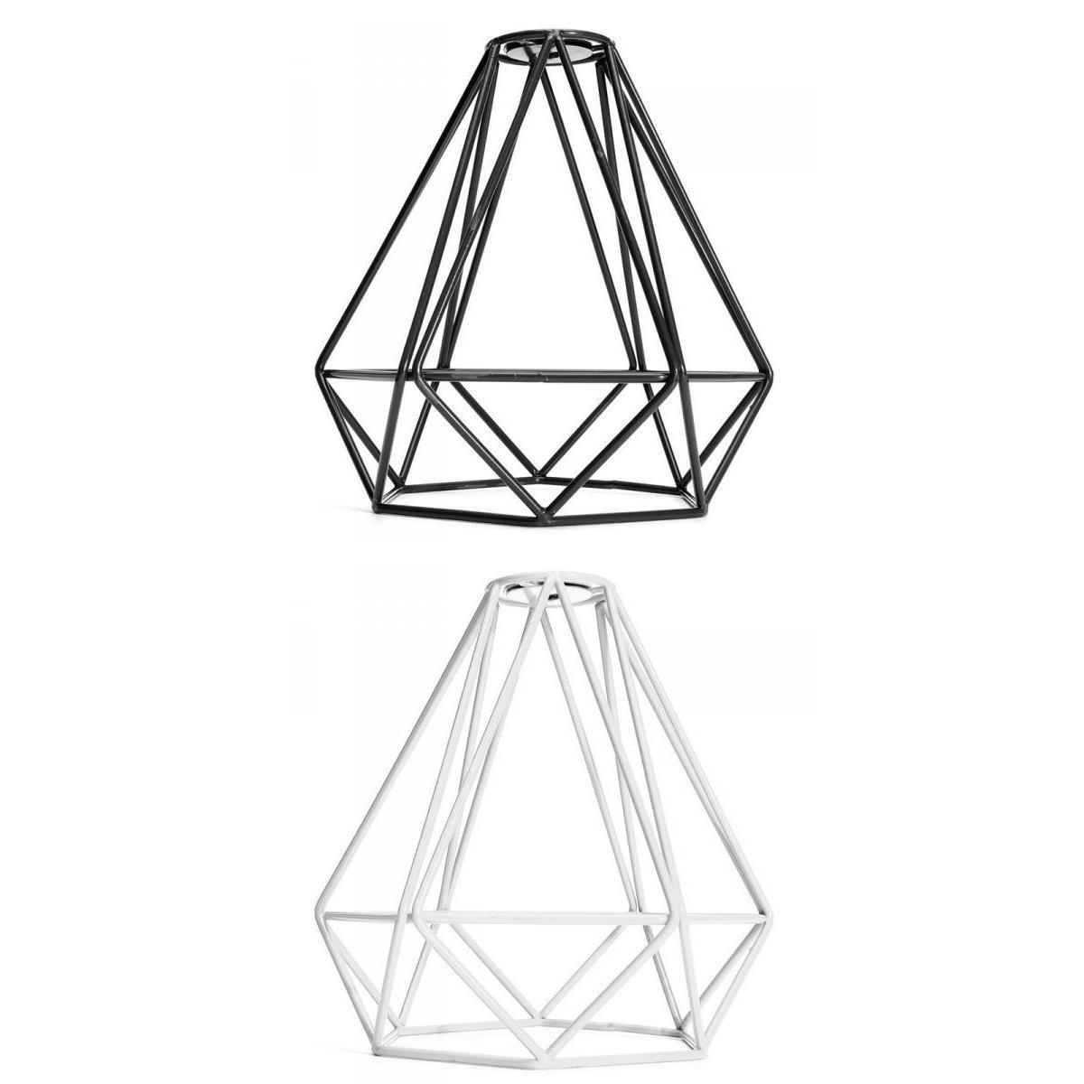 Vintage Metal Diamond Loft Pendant Ceiling Light Lamp Bulb Cage White+Black