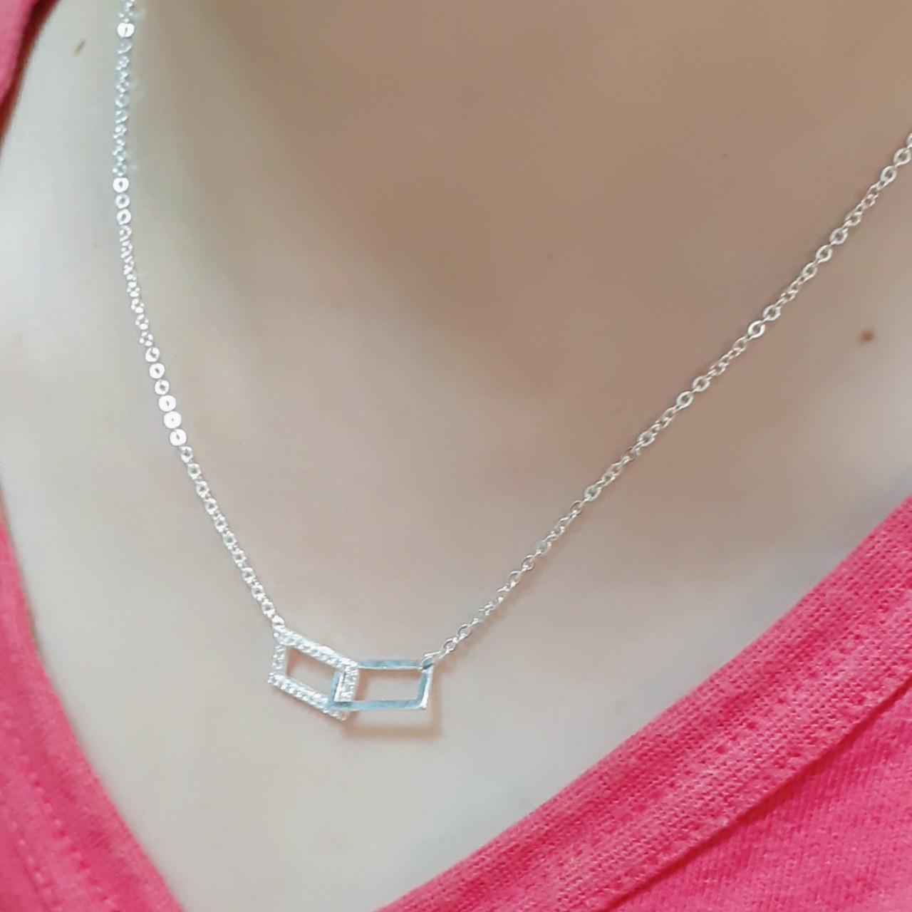 Bộ dây chuyền nữ liền mặt chất liệu bạc thật không xi mạ, thiết kế thời trang trang sức Bạc Quang Thản - QTBTS2