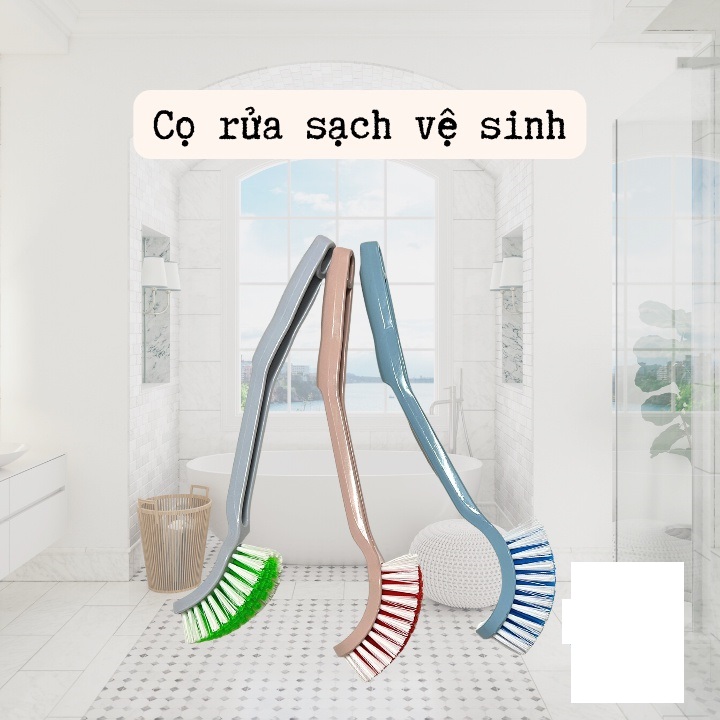 Chổi Nhựa Cọ Vệ Sinh Toilet Bồn Cầu Cán Cong Có Lỗ Treo Tiện Lợi