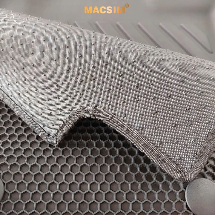 Thảm 2 lớp sd3 dạng lưới lục giác Vinfast Vf5 (đen) - bề mặt cao su siêu sạch - Macsim