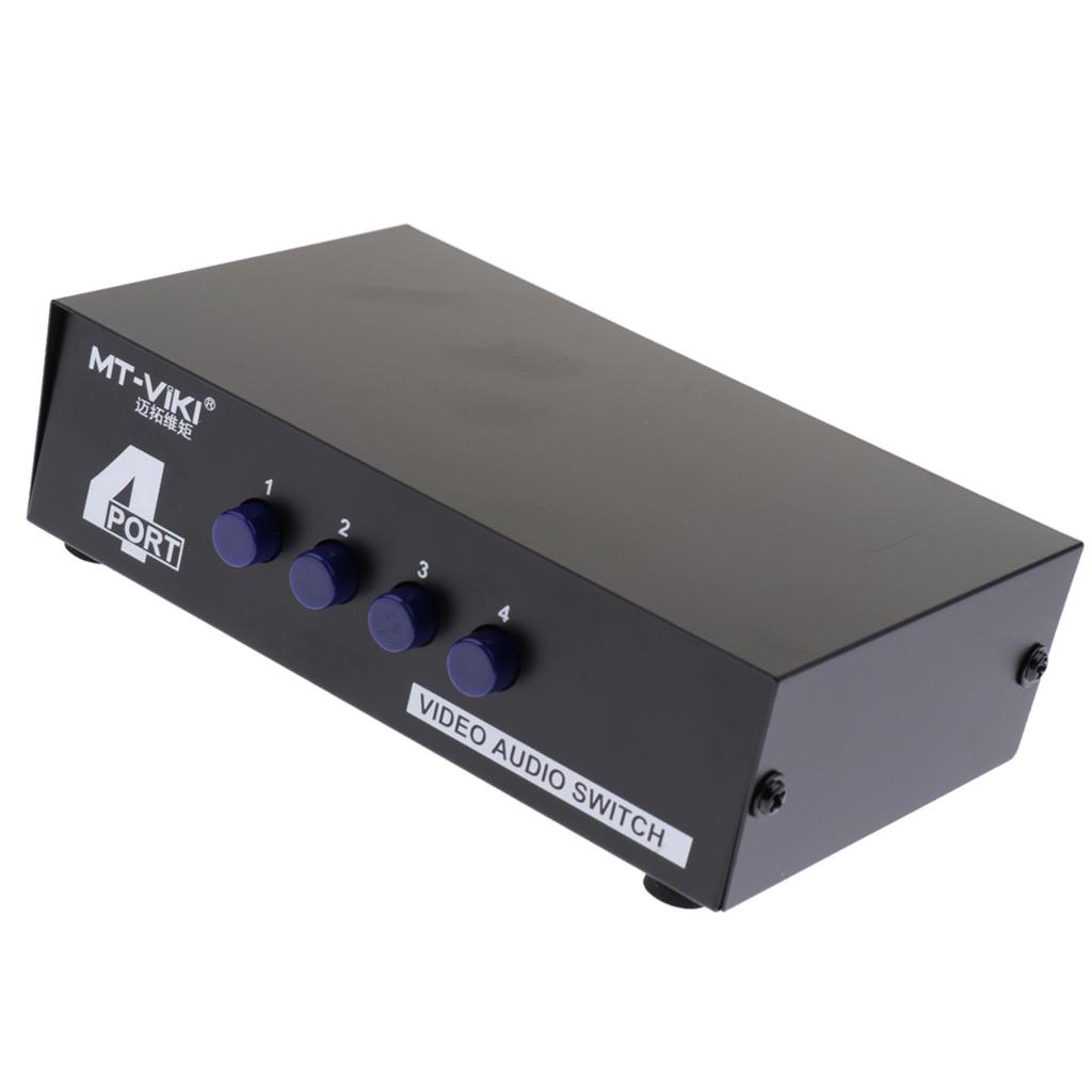 4Port RCA Video Audio AV Switch Switcher Selector 4 in 1 Out TV Splitter Box