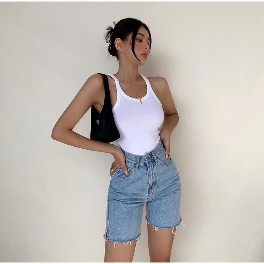 Quần short đùi jean lưng cao form ullzang - phong cách chất