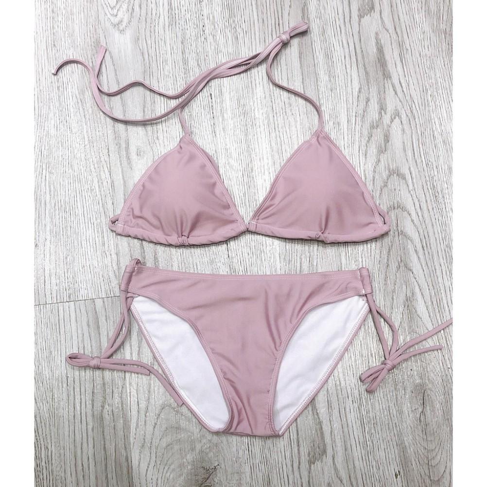 freeship Bikini hai mảnh tam giác hồng sexy đẹp mặc đi biển