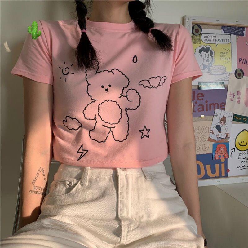 Áo croptop in hình GÂU' siêu cưng
