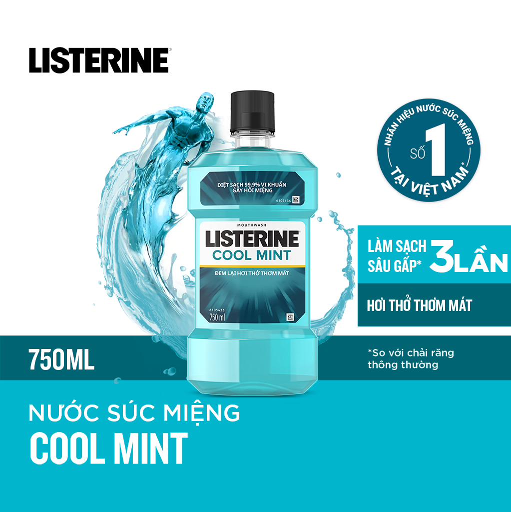 Bộ Đôi Nước Súc Miệng Hương Bạc Hà Listerine Cool Mint (750ml/ Chai) - 8850007800071