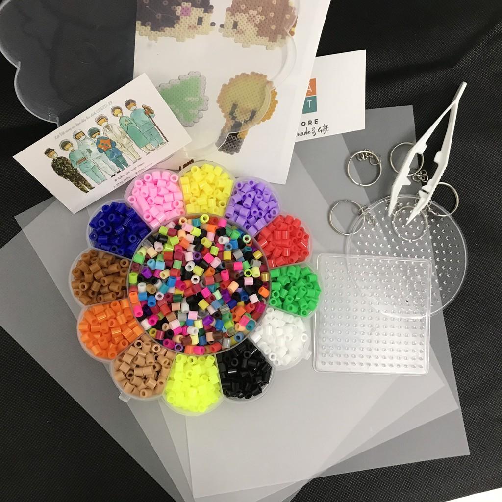 Bộ đồ chơi 2200 hạt nhựa 5mm cho bé để học màu, hâm beads, perler beads.