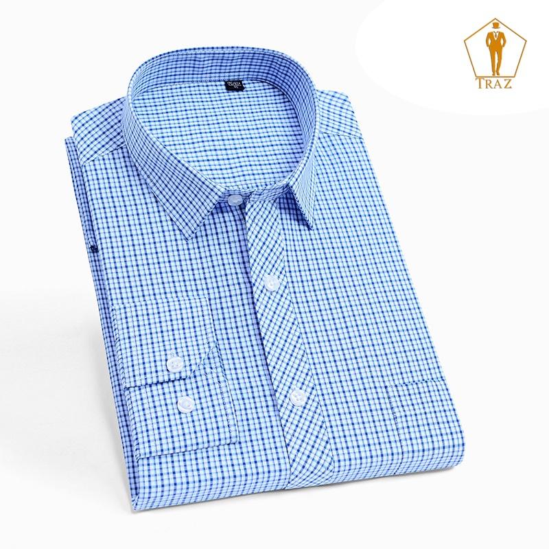 Áo Sơ Mi Nam Trơn, Karo Công Sở Dài Tay, Gấp Hộp Cotton Sợi Bông Cao Cấp.