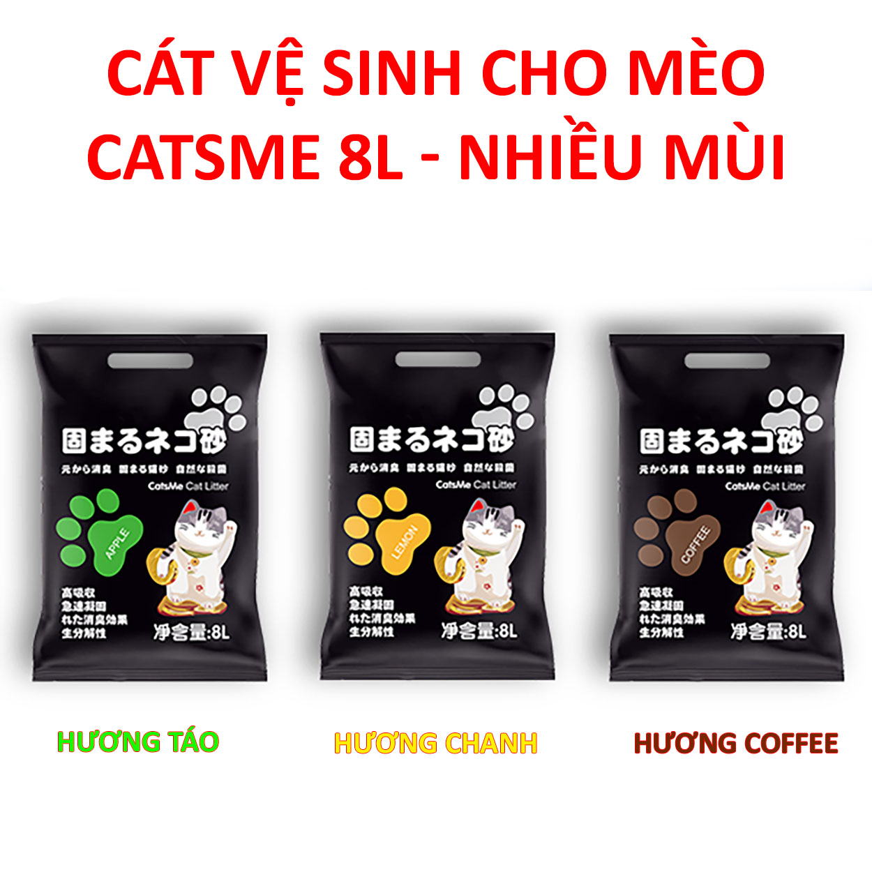 Cát Đất Sét Vệ Sinh Cho Mèo Catsme 8L Nhiều Mùi