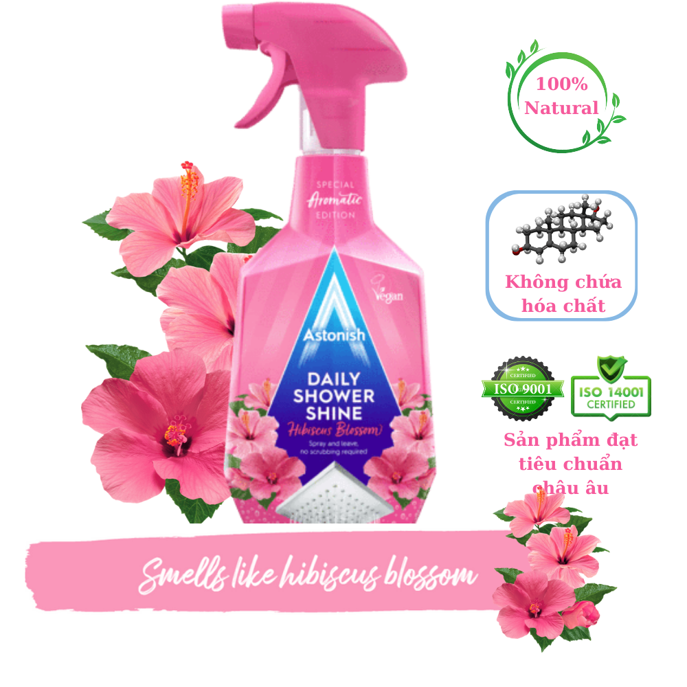 Bình xịt Vệ sinh vòi tắm không chạm hương hoa dâm bụt Astonish C3400 - 750ml