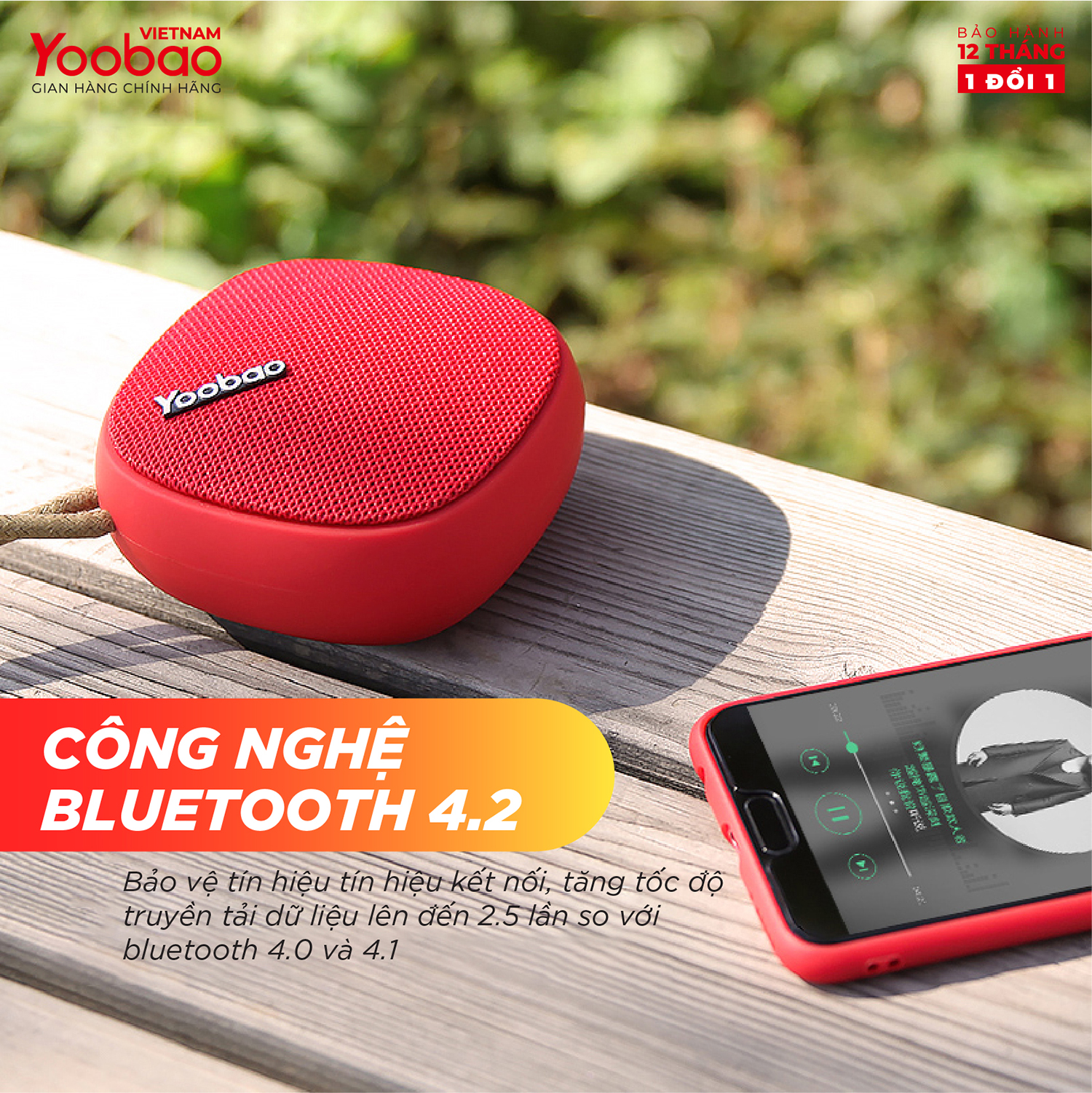 Loa Bluetooth mini Yoobao M1 - Dung lượng 2000mAh - Công suất 3W - Hàng chính hãng