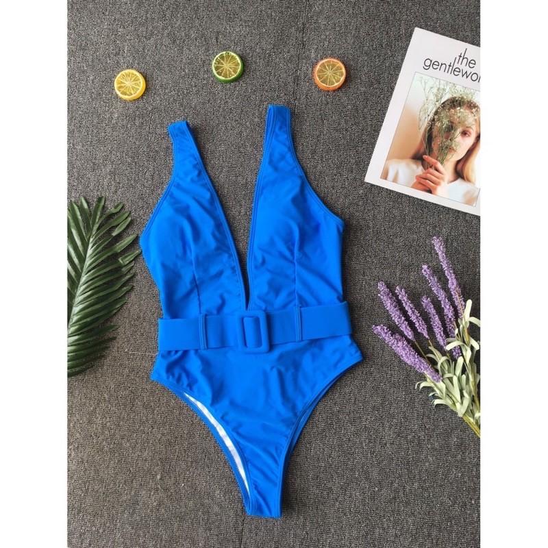 Bikini 1 mảnh xanh dương khoét mông cao sexy