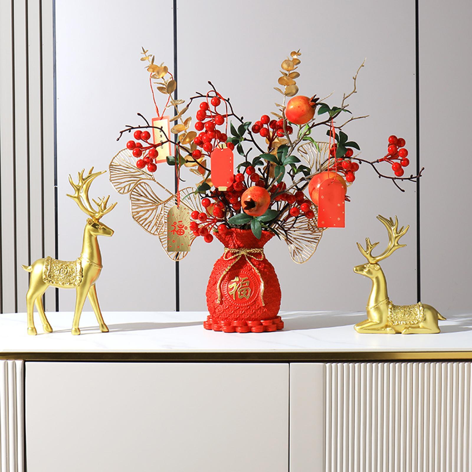 2Pcs Reindeer Figurines Animal Ornament Deer Statues for Bookcase Decoration