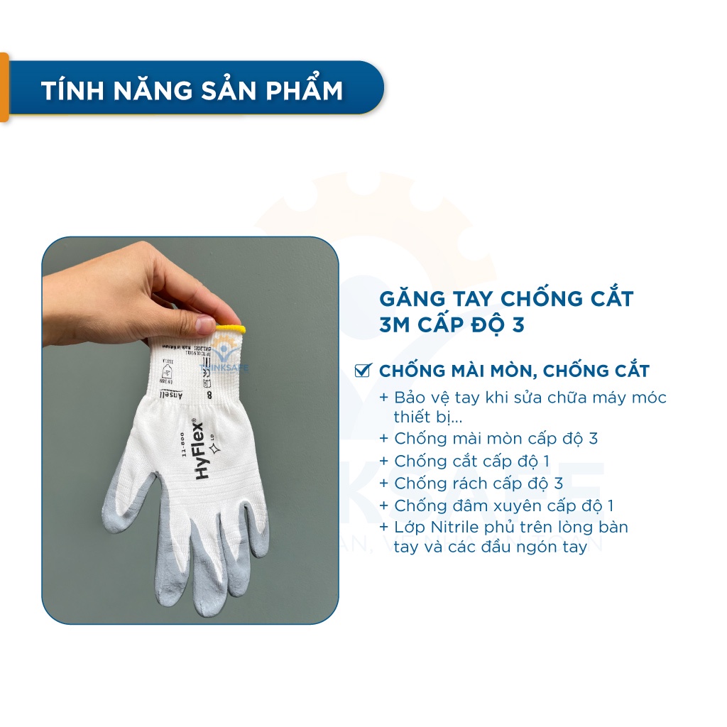 Găng tay đa năng Ansell Hyflex 11-800 bao tay chống dầu nhớt, ôm sát tay, độ khéo léo cao, bao tay bảo hộ lao động cơ khí, kỹ thuật chính xác