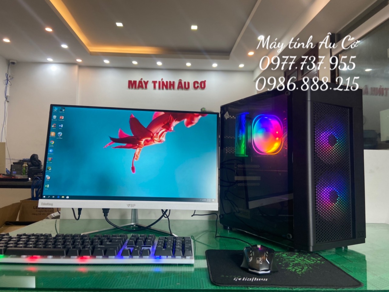 Bộ máy tính chuyên Game ( Core i7 - 4770 / Ram 16GB/ SSD 128GB/ Card màn hình 2GB ) Màn hình 24 inch Full viền Tặng Bàn phím chuột - Liên Minh - fifa - dota - PUBG - Hàng Chính Hãng