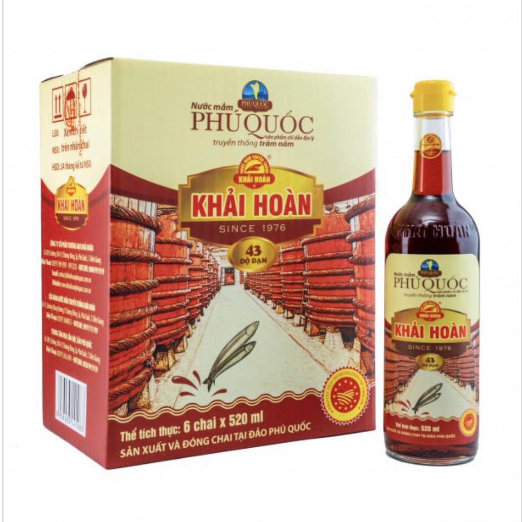 Nước mắm Khải Hoàn Phú Quốc 43 độ đam 520ml thùng 6 chai