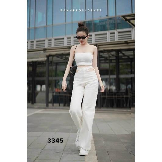 Quần Jeans Nữ - Quần Bò Jeans Nữ Ống Rộng Lưng Kiểu Jeans Ống Suông Màu Trắng Ulzzang Cực Xinh