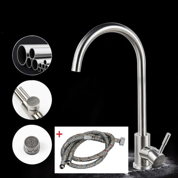 Bộ vòi bếp nóng lạnh, vòi bồn rửa nóng lạnh chén inox 304 bao gồm dây cấp nước