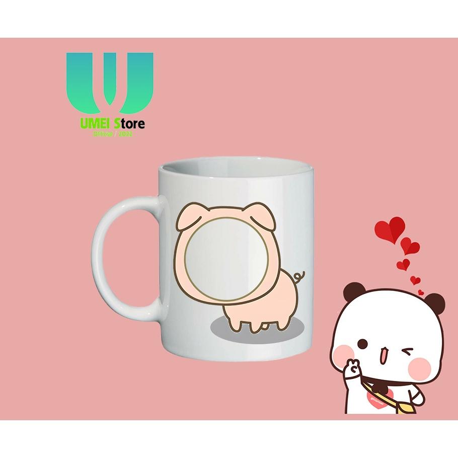 Cốc sứ in hình theo yêu cầu, Cốc Ghép Mặt Dễ Thương cốc tráng men dùng làm quà tặng, uống nước hàng ngày