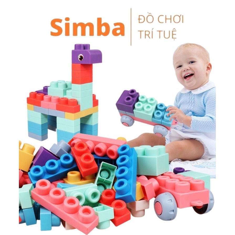 Lắp ghép nhựa dẻo lắp ghép 50 chi tiết kích thước siêu to cho bé nhỏ đồ chơi phát triển tư duy
