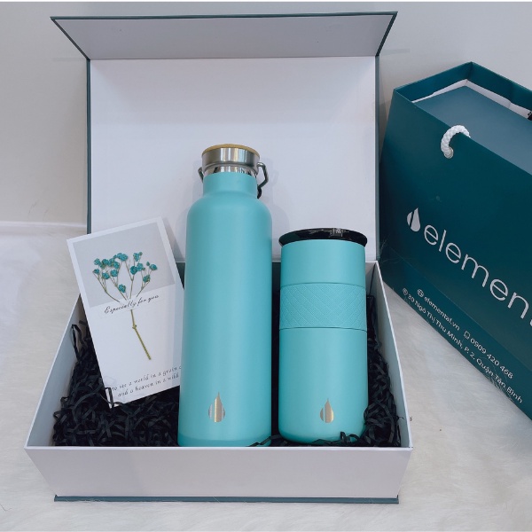 Set hộp quà tặng Sinh nhật, set Niềm Tin, bình giữ nhiệt và ly giữ nhiệt Elemental