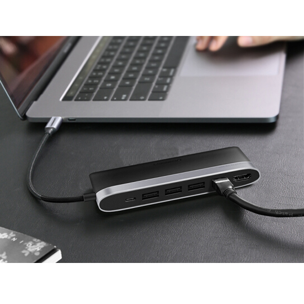 Cáp USB Type C to HDMI, Lan, USB 3.0, hỗ trợ sạc USB C chính hãng Ugreen 50989