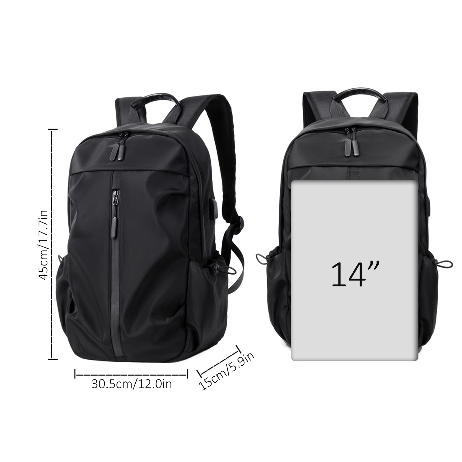 Ba lô thể thao có cổng sạc USB có ngăn đưng máy tính 14inch bằng Chất liệu polyester chống nước