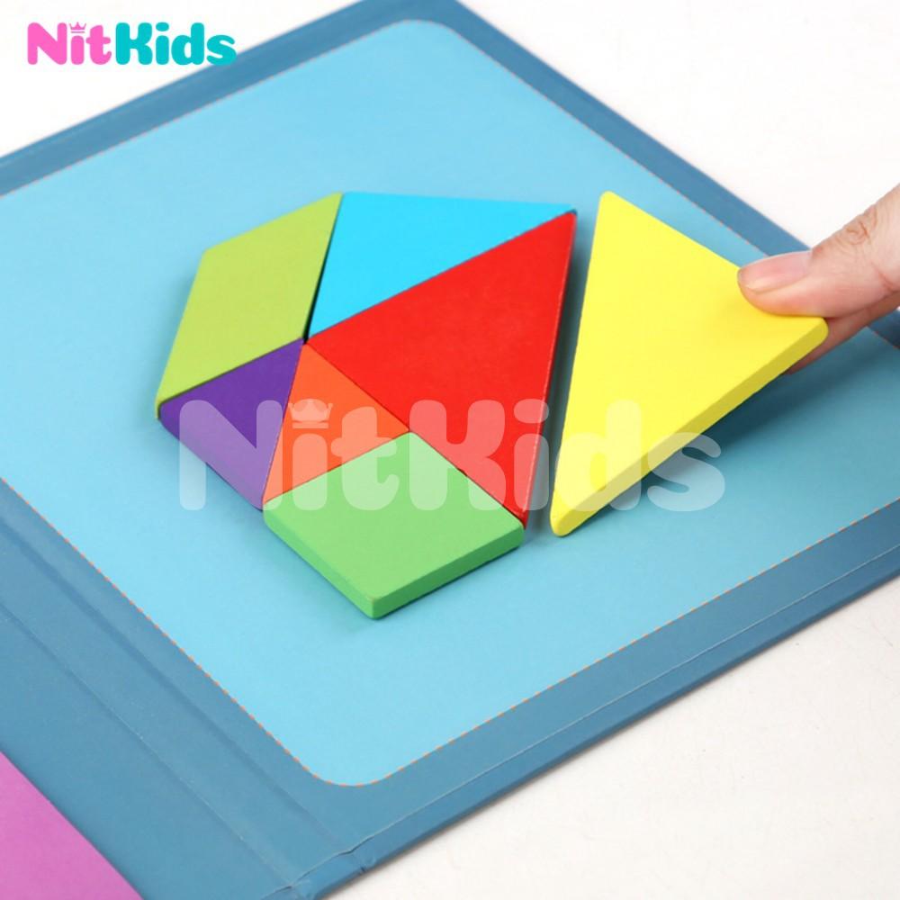 Bộ Xếp Hình Sáng Tạo Tangram, Đồ Chơi Ghép Gỗ Cho Bé 3 Tuổi, Tăng Tính Sáng Tạo và Tư Duy Trẻ Em