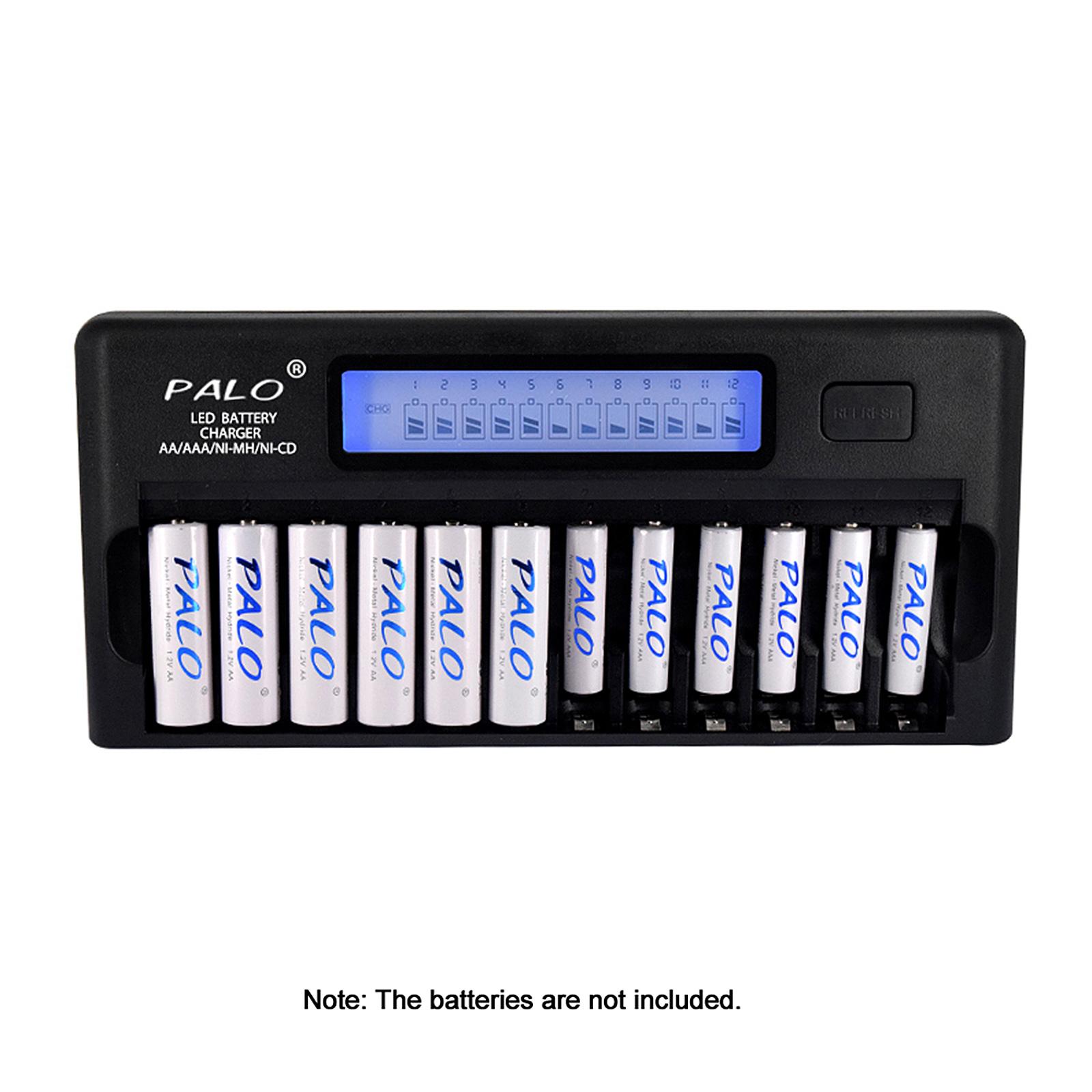 Bộ sạc pin thông minh đa năng PALO PL-NC30 Màn hình LCD 4 inch sạc thông minh nhanh chóng w / 12 Khe cắm pin cho 1.2V
