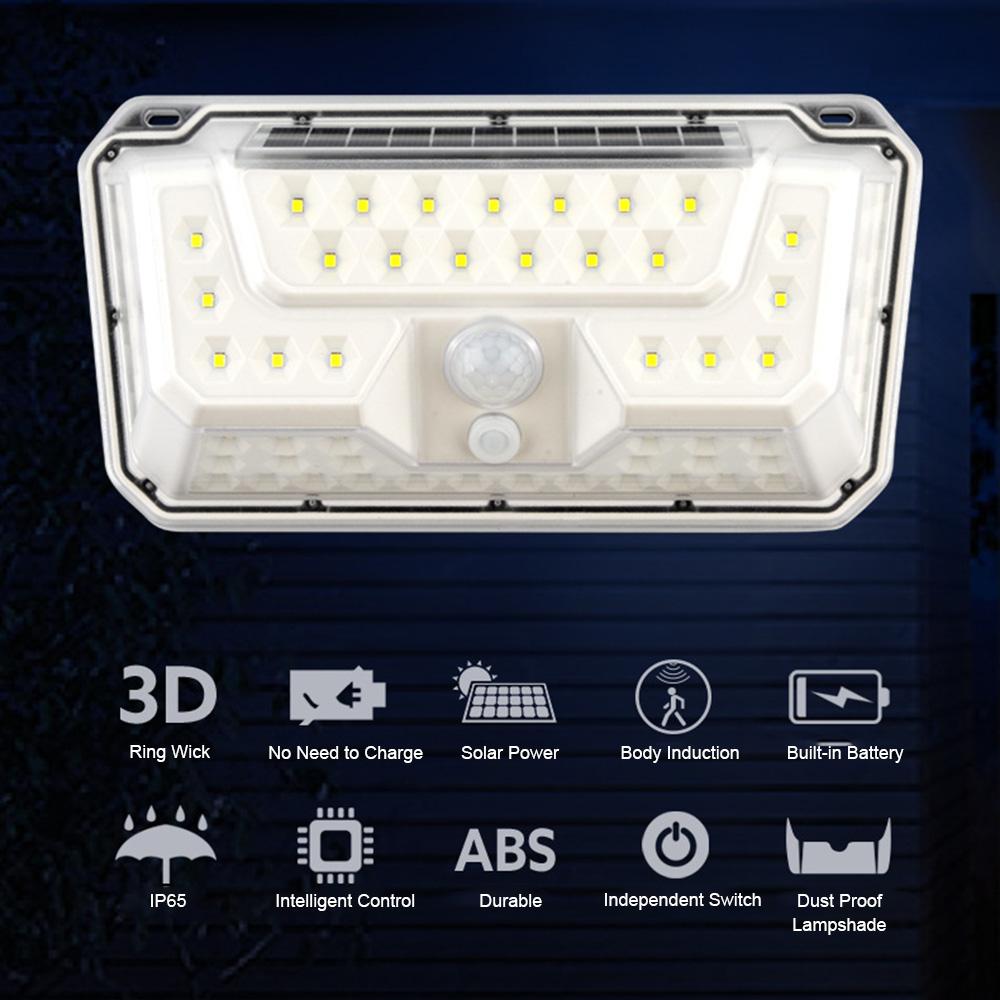 Solar Wall Lamp Corridor Courtyard Street Light Two Lighting Modes IP65 73LED / 44COB+50LED