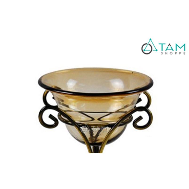 Chén thủy tinh đèn đốt tinh dầu Khung sắt
