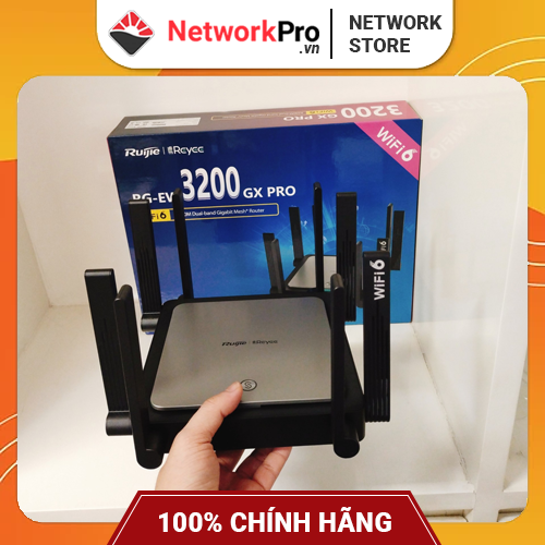 Router WiFi 6 Ruijie RG-EW3200GX PRO Hàng Chính Hãng – Băng Tần Kép, Tốc Độ 3200Mbps, Chịu Tải 192 User