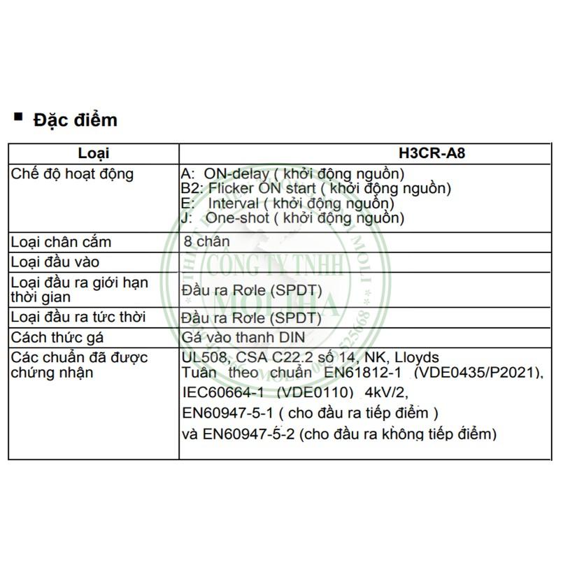 BỘ ĐỊNH THỜI GIAN 3 CHỨC NĂNG H3CR - HÀNG CHÍNH HÃNG