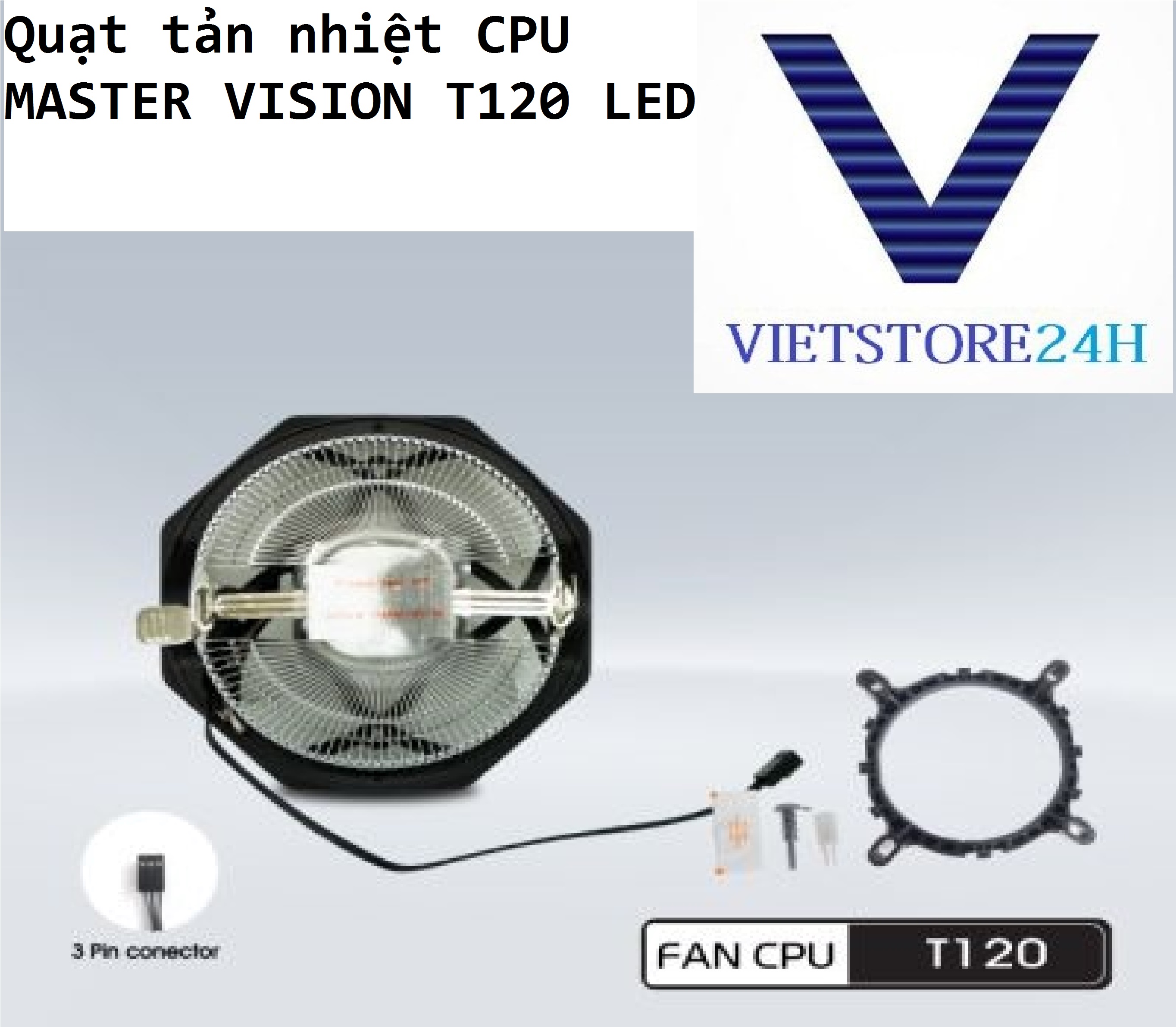 Quạt tản nhiệt CPU MASTER VISION T120 LED VT - Hàng chính hãng