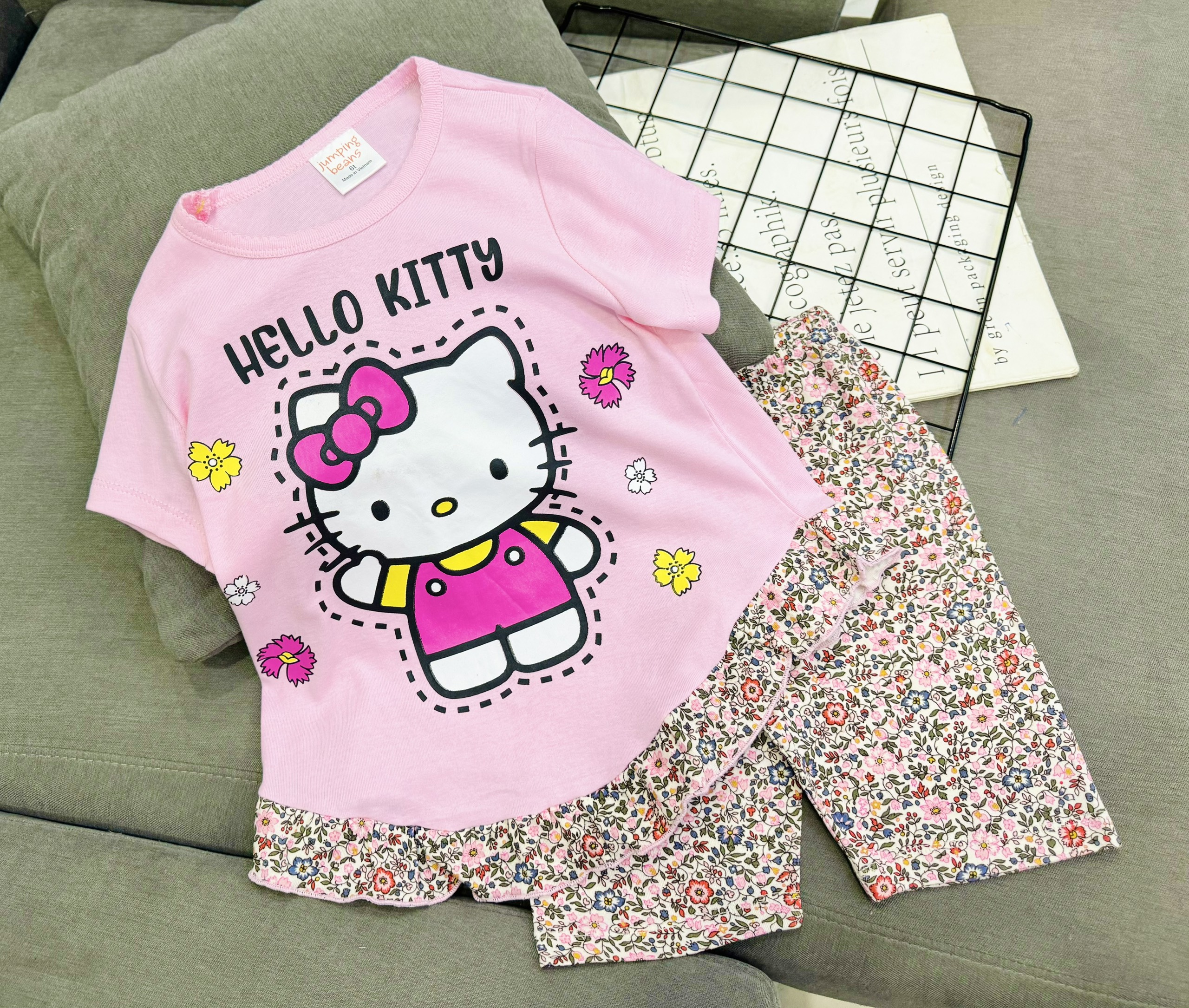 Đồ bộ bé gái, bộ quần áo cộc tay mùa hè cho bé gái size 8-25kg chất cotton mềm mịn mát