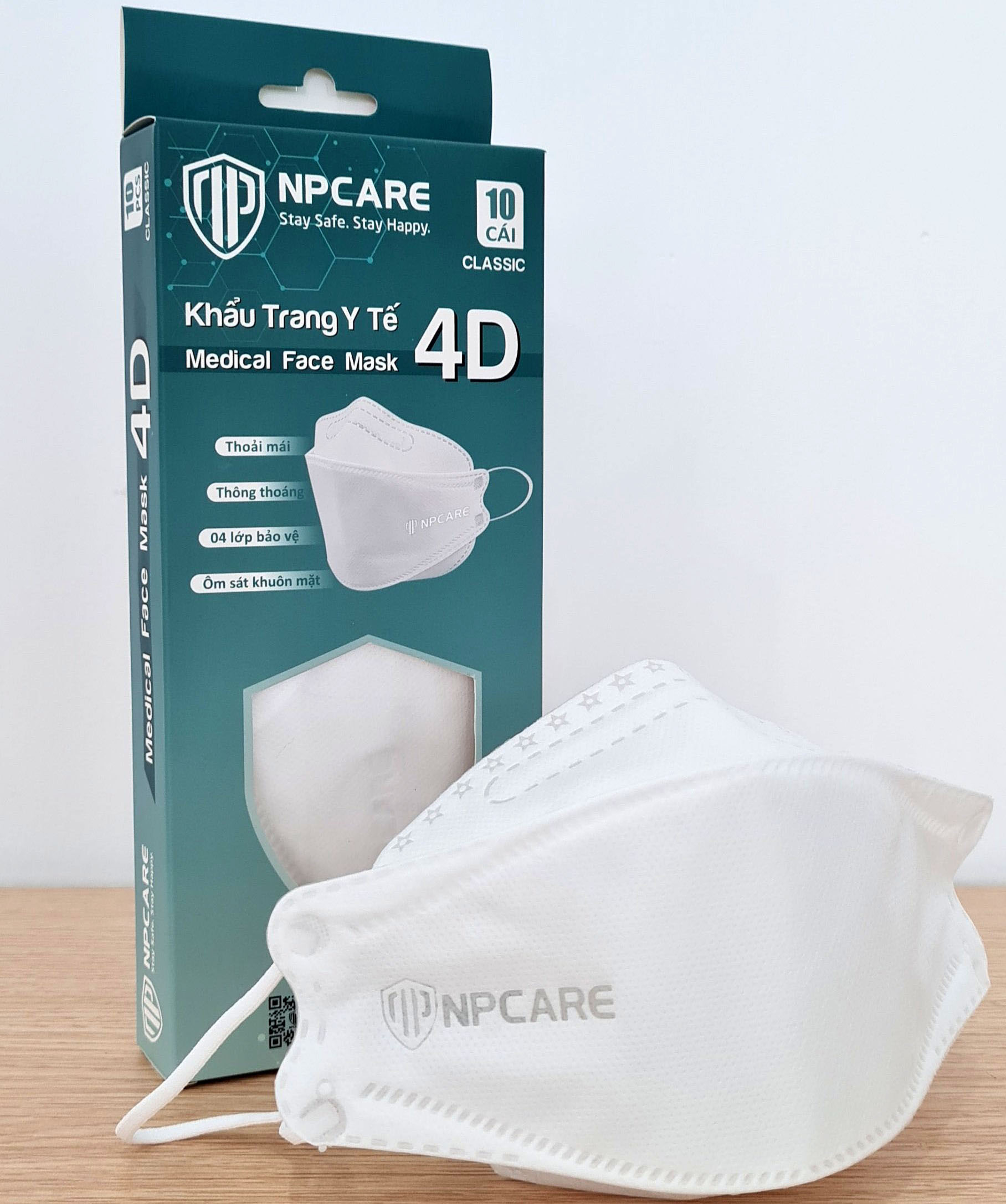 Khẩu trang y tế 4D NPCARE Classic Trắng (H/10c)