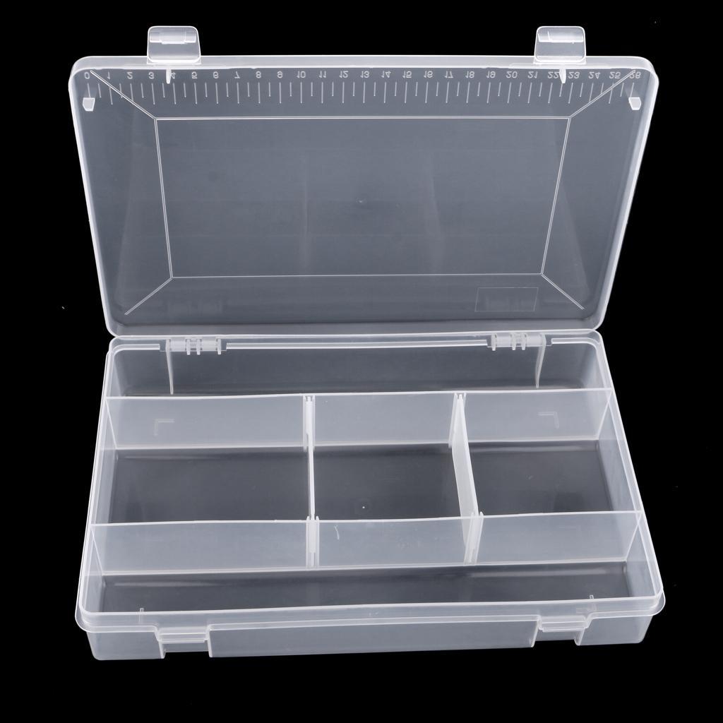 5 Compartments Clear Plastic Fishing Tackle Box Lures Bait Storage Case