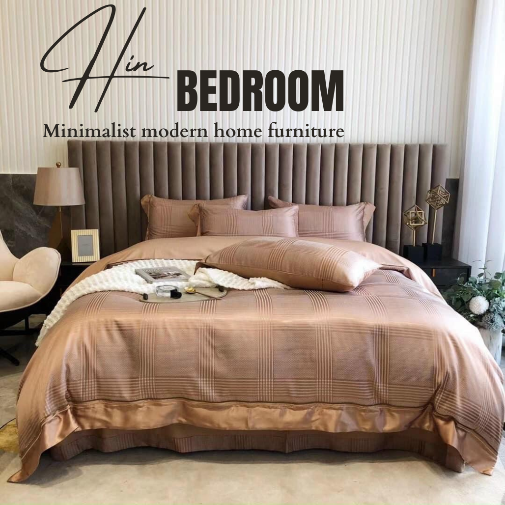 Bộ Chăn Ga Gối Đệm 5 Món Chăn Phao Lụa Cao Cấp Hin Home Bedding Drap Giường Lụa