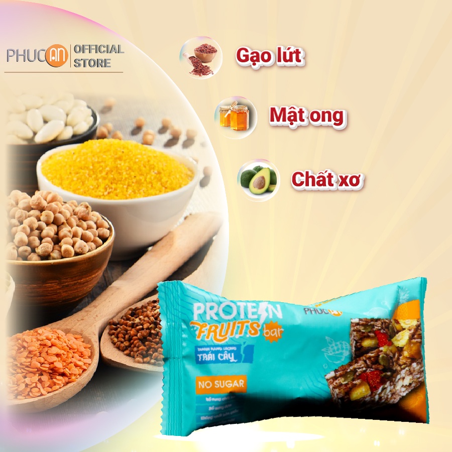 Thanh năng lượng Protein bar Trái Cây Phúc An - Thay thế bữa ăn nhẹ trước tập- 1 thanh