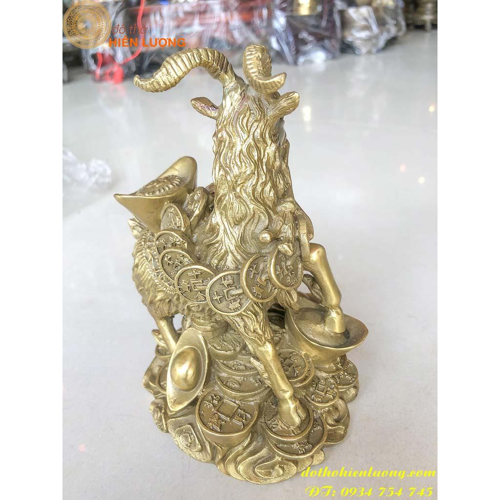 Tượng Dê Ngậm Xâu Đồng Xu Phong Thủy