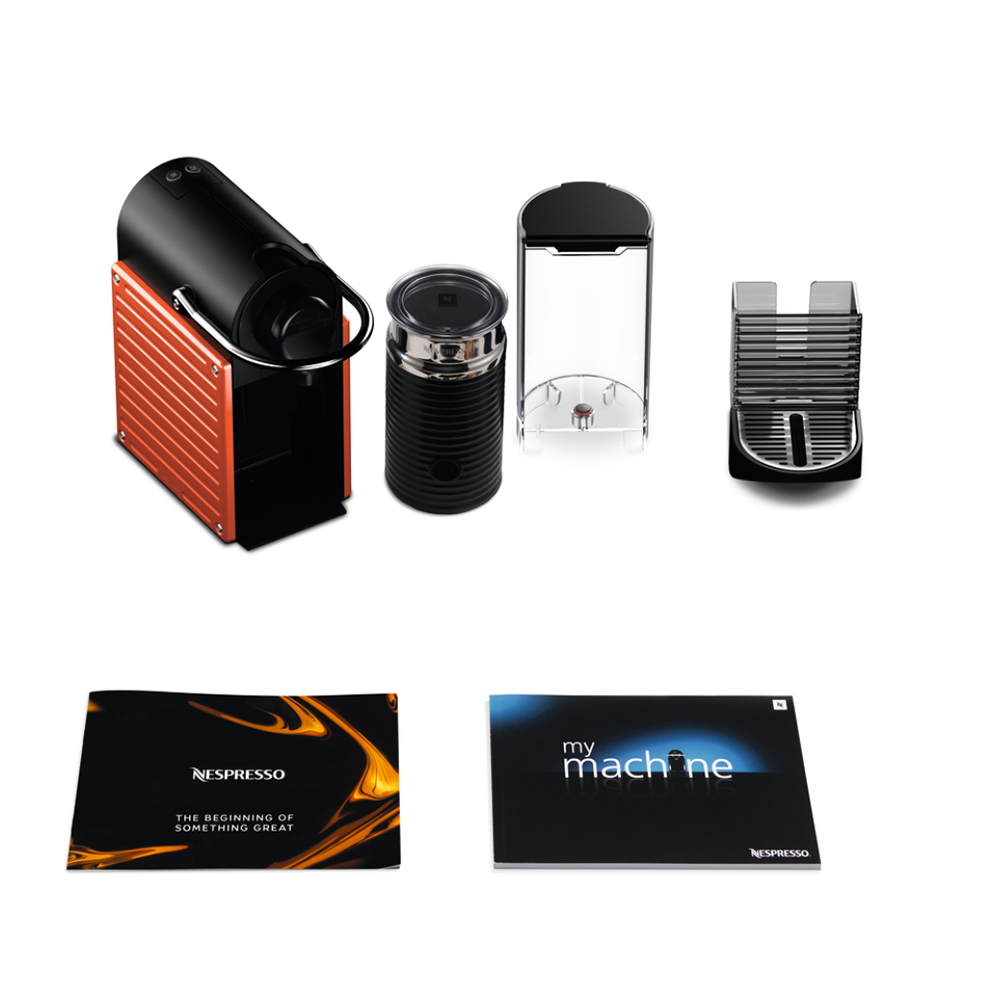 Bộ máy pha cà phê Nespresso Pixie Đỏ &amp; máy đánh sữa Aeroccino 3 - Hàng chính hãng