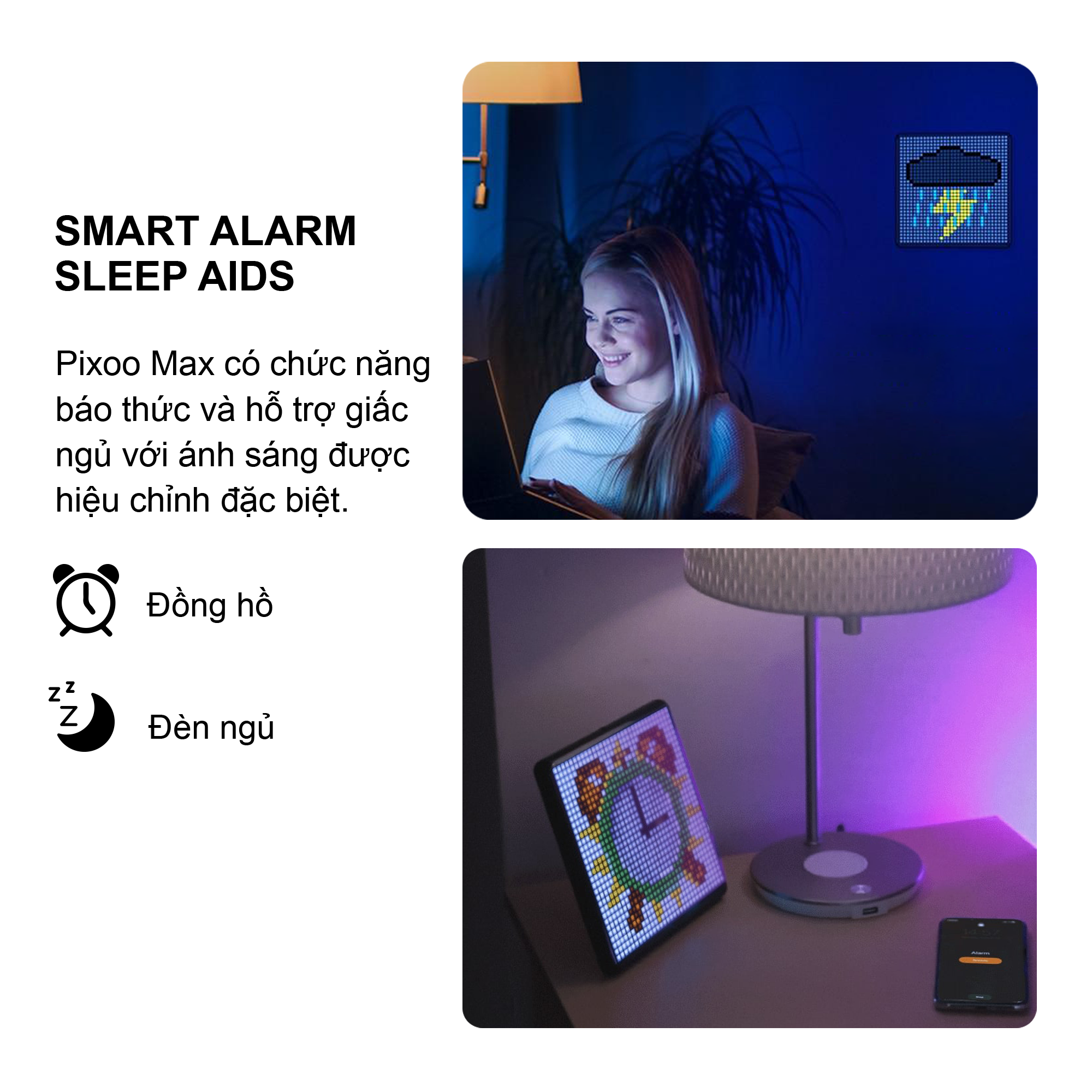 Màn hình LED Divoom Pixoo Max 32x32 pixel tích hợp App nhiều tính năng, có thể trang trí treo xe ô tô/ treo tường/ bàn/ cửa sổ