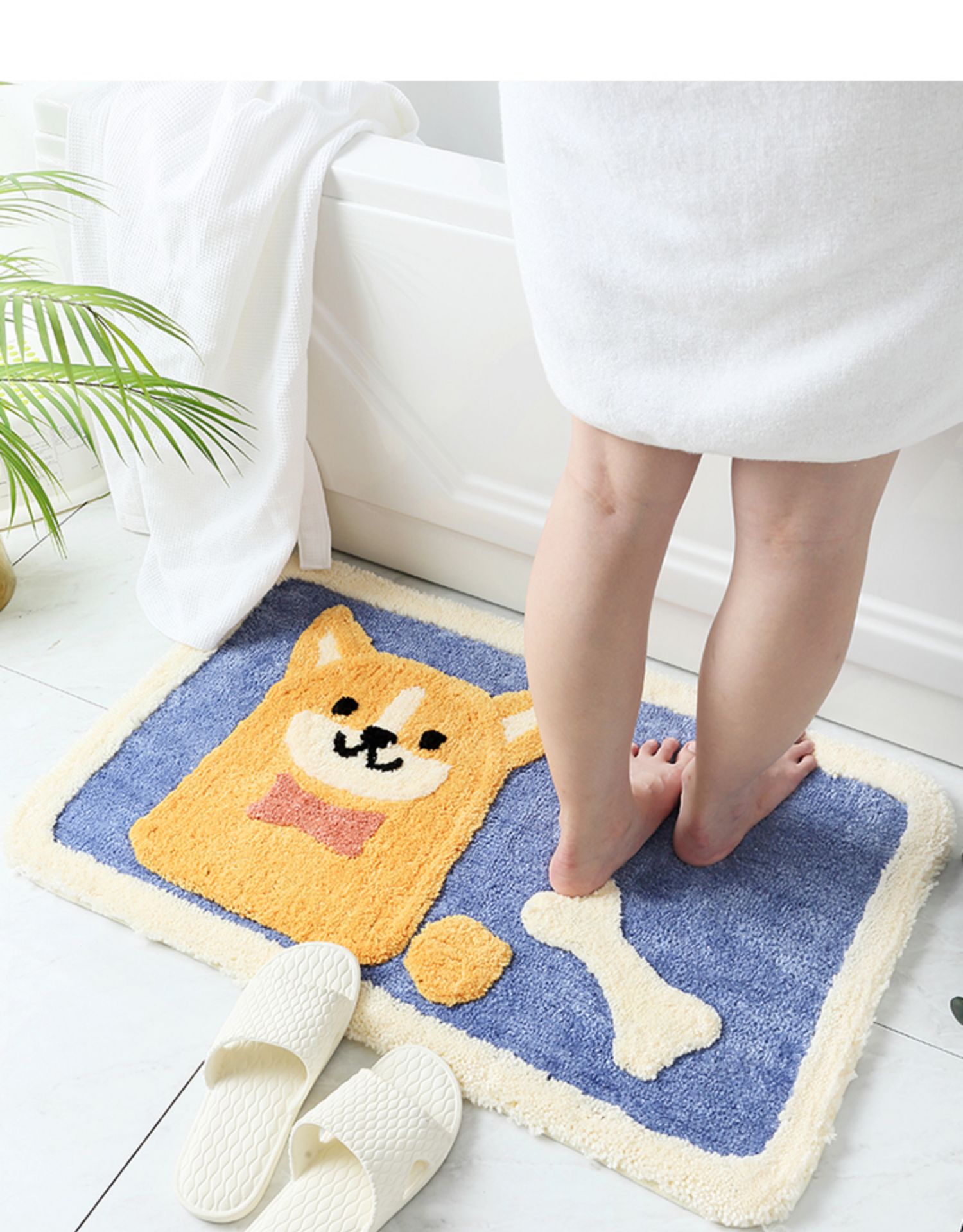 Thảm Lau Chân Hình Chú Chó Shiba Thấm Hút Tốt , Chống Trơn Trượt ( KT 45 cm x 65 cm) Hàng Cao Cấp - Chính Hãng 