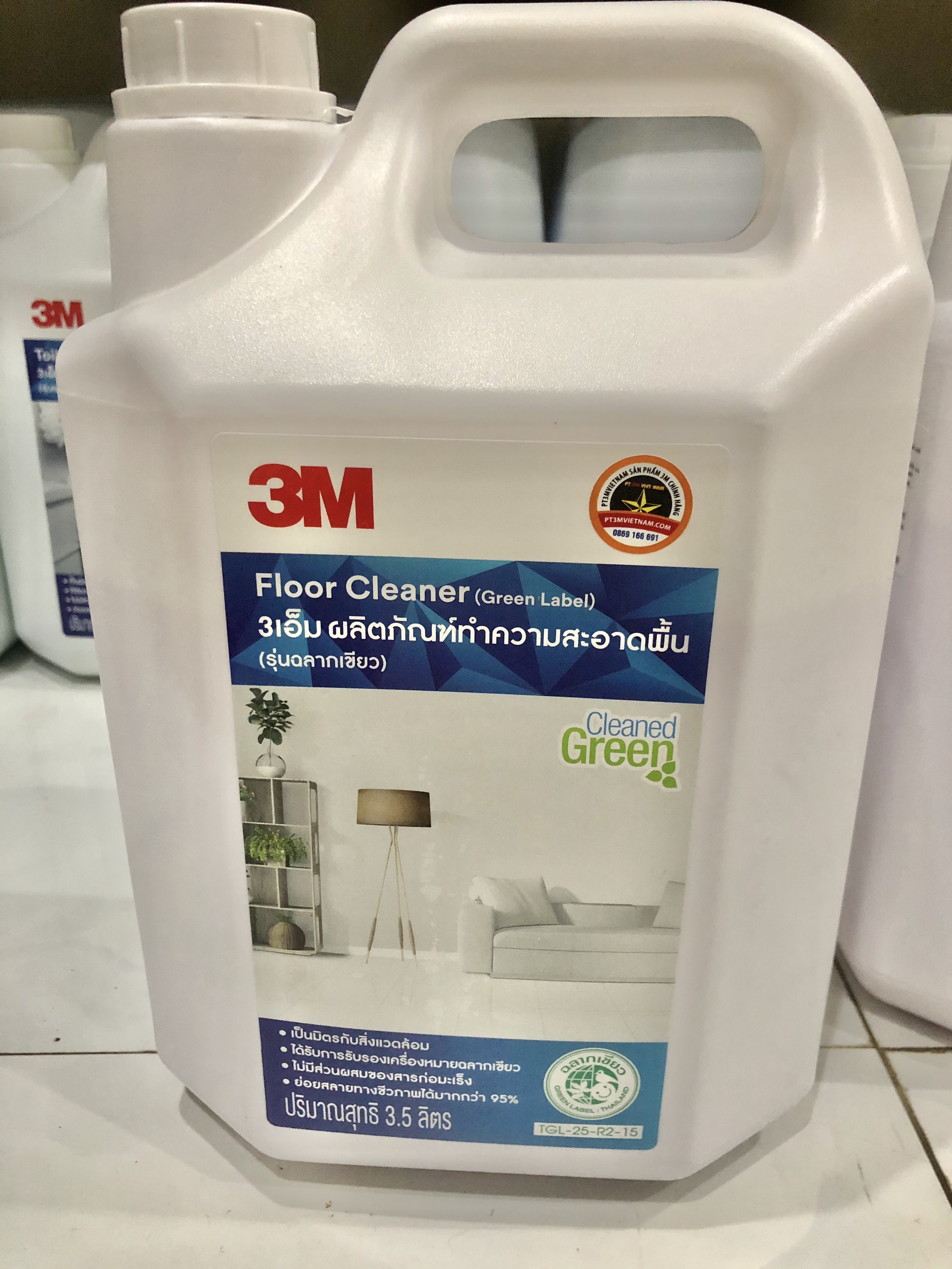 Can nước lau sàn nhà 3M floor cleaner green label ( 3,5L) an toàn cho sức khỏe thân thiện với môi trường