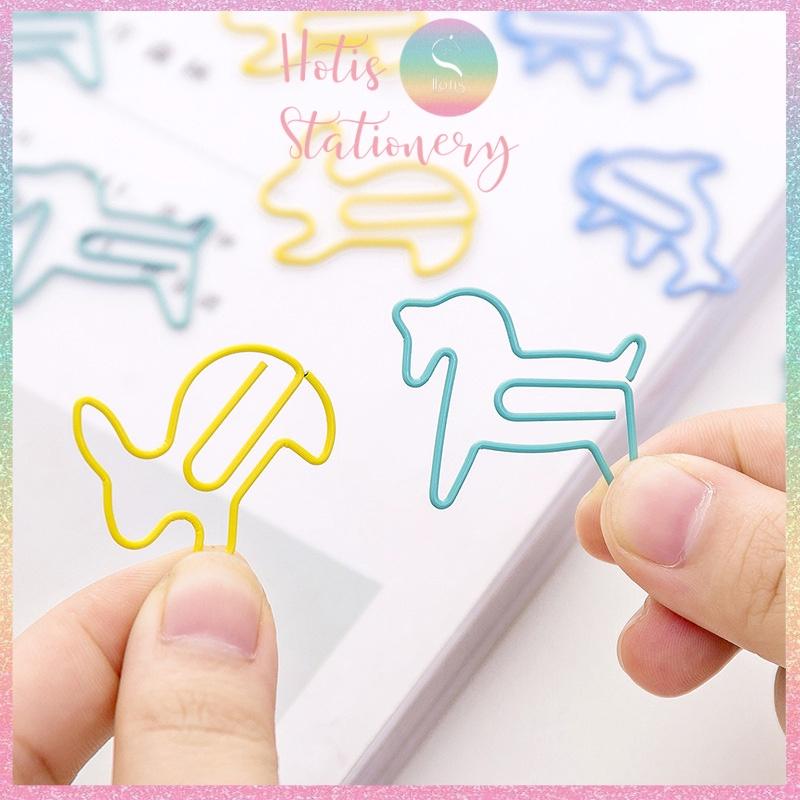 Set 12 kẹp giấy paper clip hình thú dễ thương, kẹp kim loại văn phòng