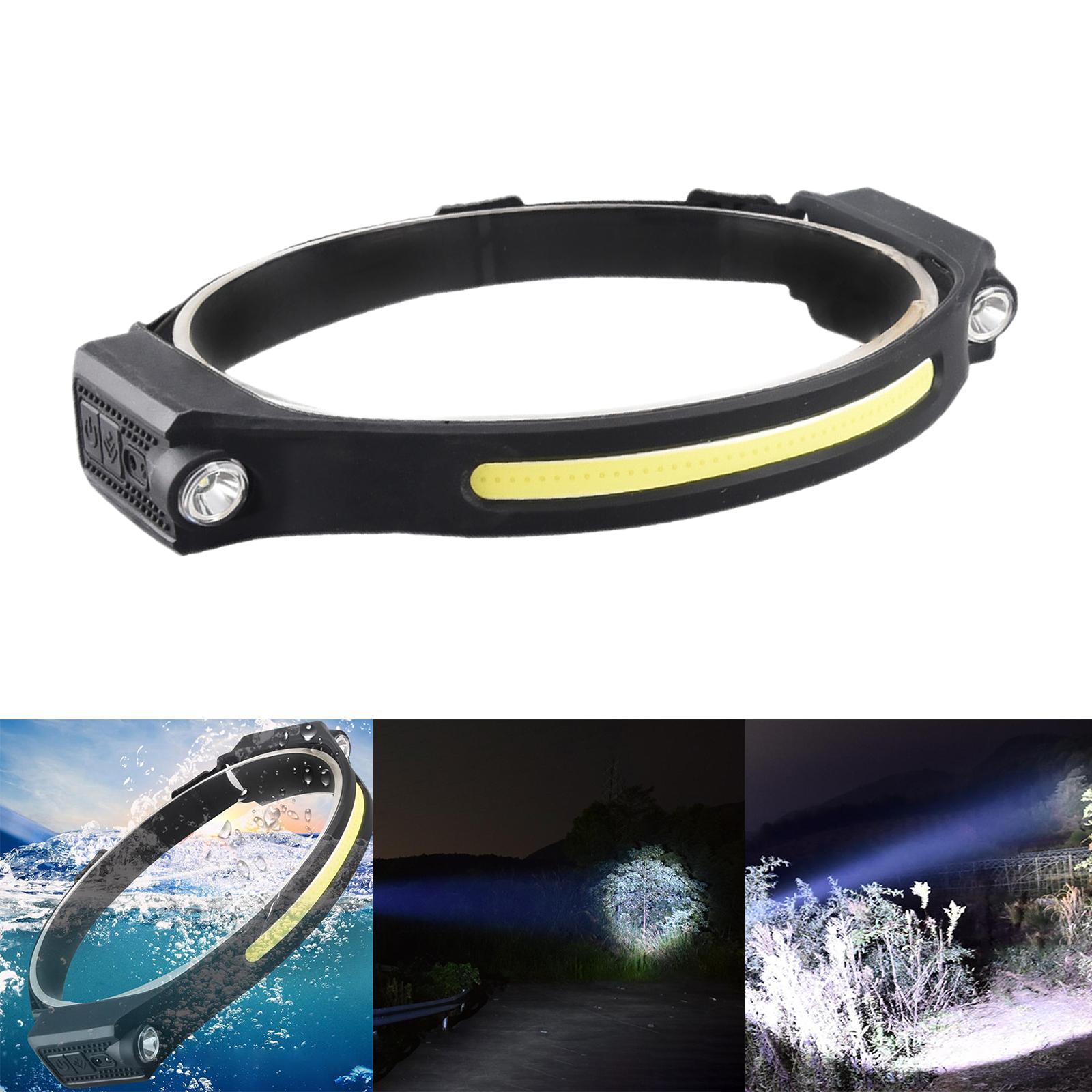 USB Rechargeable Sensor Headlight COB  Flashlight for Hiking Fishing