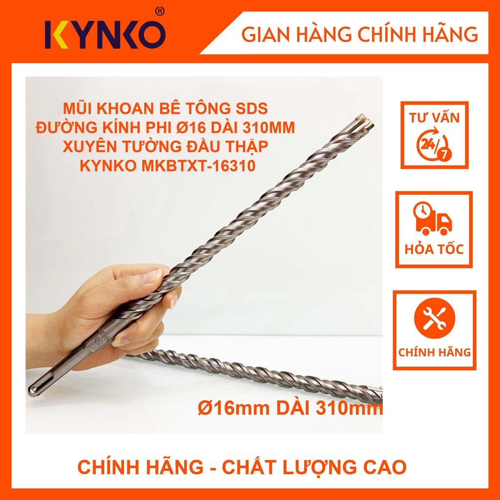 MŨI KHOAN BÊ TÔNG SDS ĐƯỜNG KÍNH PHI Ø16 DÀI 310MM XUYÊN TƯỜNG ĐẦU THẬP KYNKO MKBTXT-16310