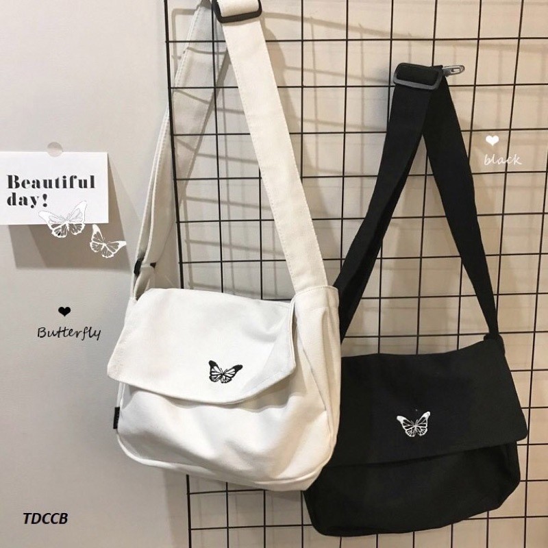 Túi Vải Tote In Hình Bướm 2 Màu cực dễ mix đồ Unisex