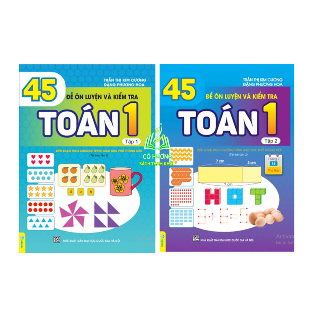 Sách - Combo 2 Cuốn 45 Đề Ôn Luyện Và Kiểm Tra Toán 1 - Biên soạn theo chương trình giáo dục phổ thông mới