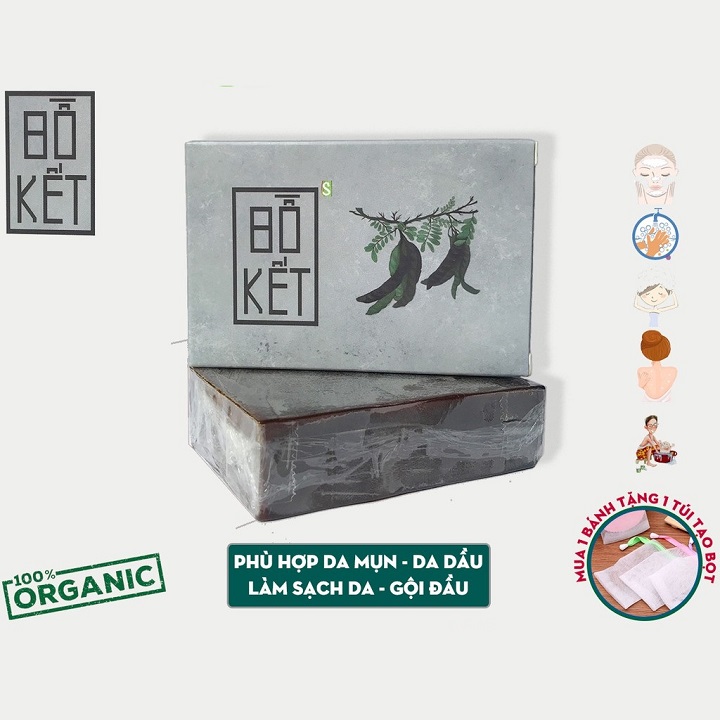 Set 3 bánh Xà bông gội đầu Sinh Dược chiết xuất Bồ kết giúp kháng khuẩn, giảm nấm gàu, dưỡng da / tóc - 100% làm từ dược liệu thiên nhiên/ xà phòng handmade 100gr