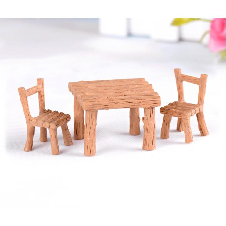 Mô hình bộ bàn ghế kiểu thô chuyên trang trí bonsai, tiểu cảnh